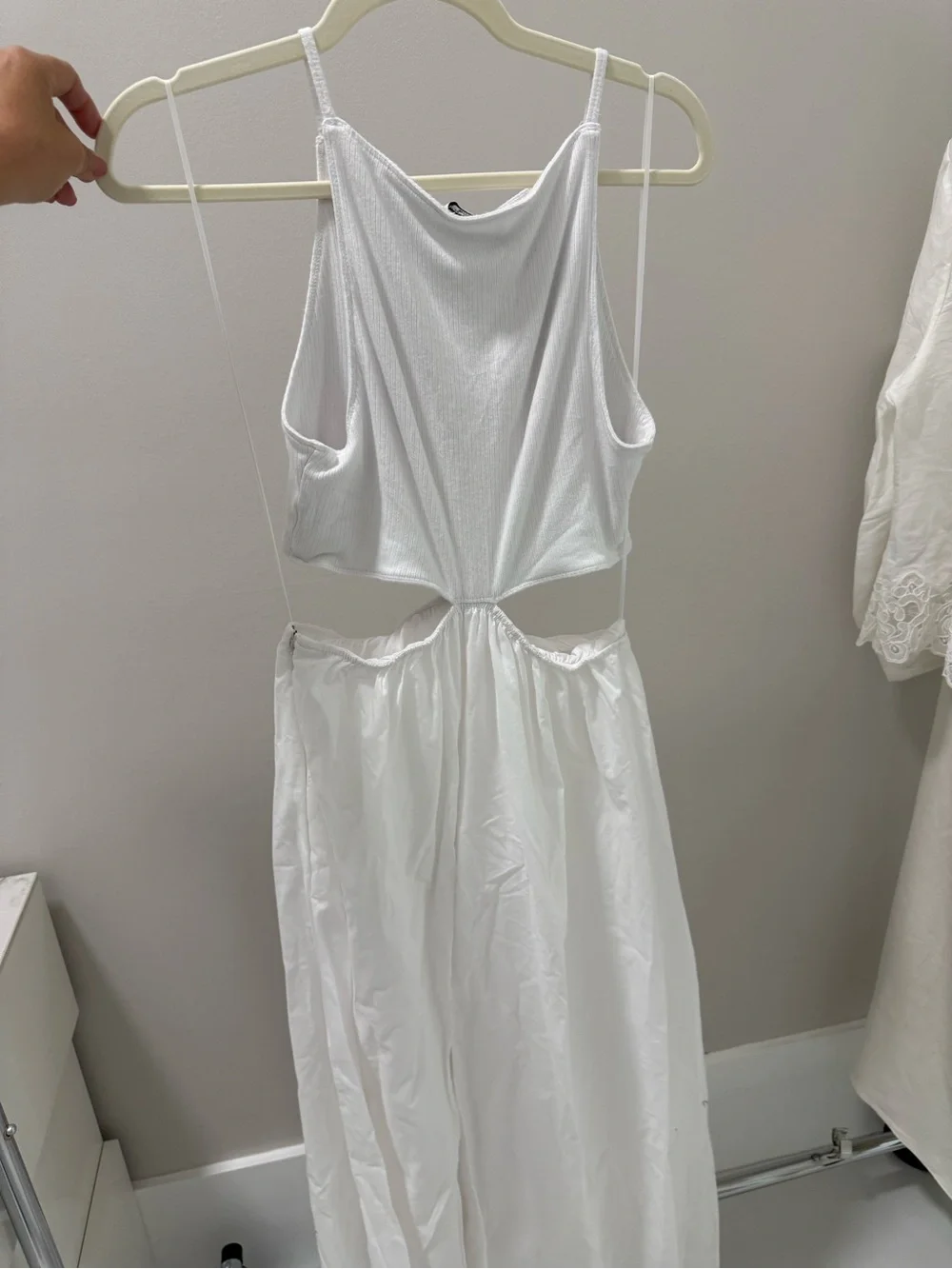 Abercrombie & Fitch White Cutout Spaghetti-Strap Maxi Dress